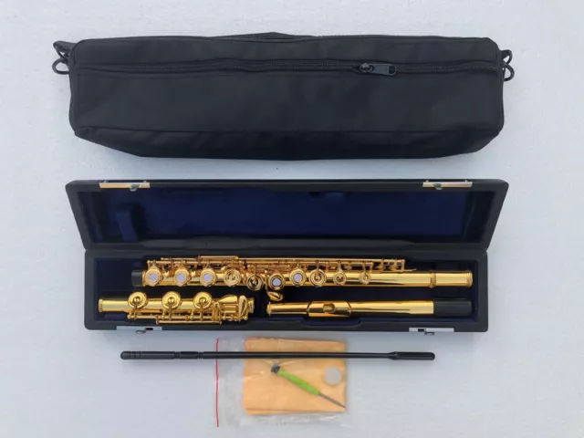 Professional 24k Gold Plated C Key Flute 17 Open Hole B Foot Split E Offset G