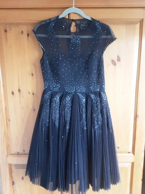 Abito Ted Baker Langley Blu Navy Nuovo Con Etichette Taglia 3 Uk 12 Pezzi £399