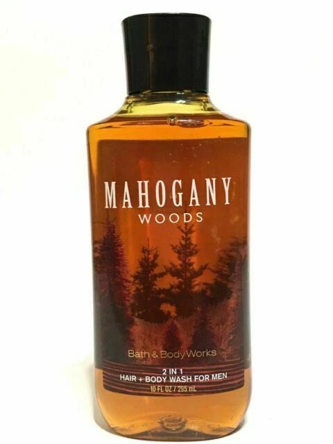 Bath & Body Works MAHOGANY WOODS 2-in-1 Hair Body Wash Gel For Men 10 Oz NEW