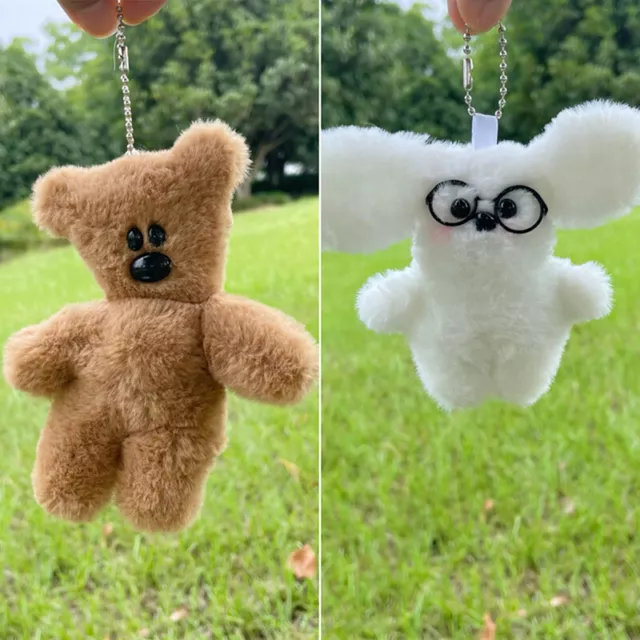 Cartoon Cute Plush Glasses Dog Brown Bear Doll Toy Backpack Pendant DecoratioYB