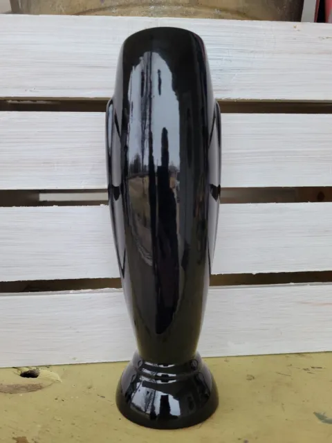 Vintage Frankoma Pottery #43 Black Onyx Bud Crocus Vase with Butress Handles MCM
