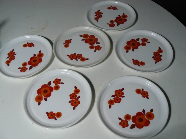 Lot De 6 Assiettes à Dessert Arcopal Lotus – Vintage Années 70 – État Comme Neuf