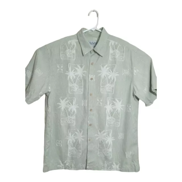 Quiksilver Edition Men's Large Button Up Shirt Silk Blend Hawaiian Short Sleeve