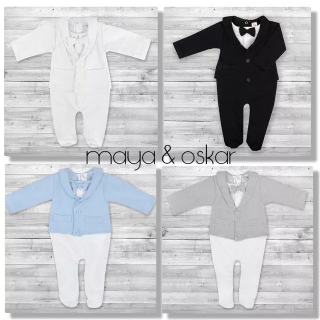 Baby Boy All-in-One Suit Wedding Christening Formal Party Smart Outfit 0 - 18m