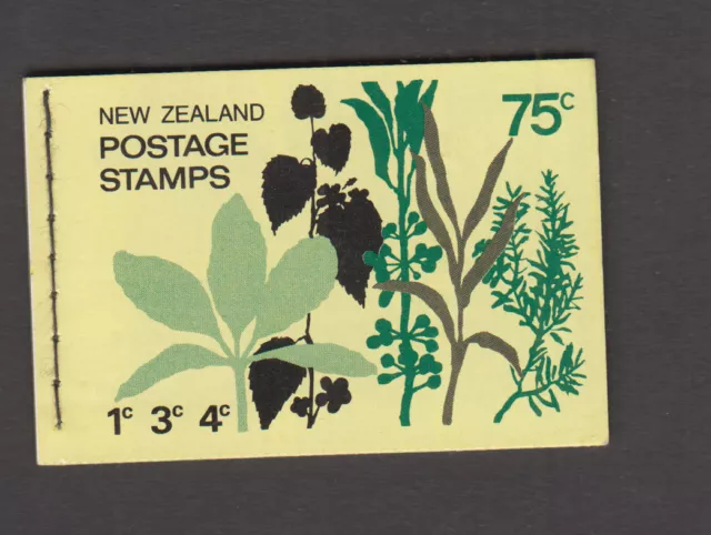 NZ 1974 75c Defin COMPLETE BOOKLET panes 1c,3c,4c-NO WATERMARK-SG SB28- MUH
