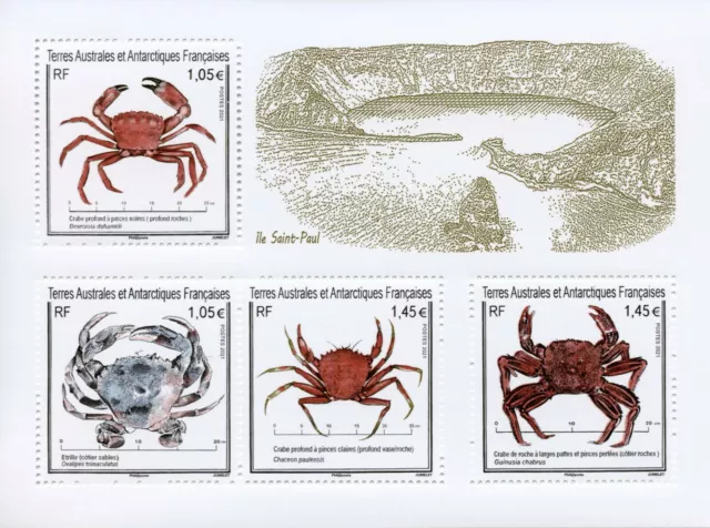 FSAT TAAF Marine Animals Stamps 2021 MNH Crabs Crustaceans 4v M/S