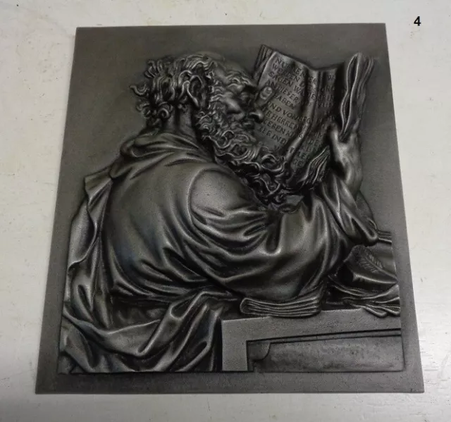 Kunstguss Relief Buderus Wandplatte unbenutzt neu  „Der Gelehrte“ nach Posch