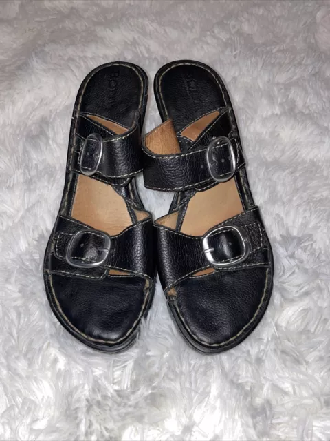 Womens Born leather wedge Brown Sandal Size US 7/ EU 38