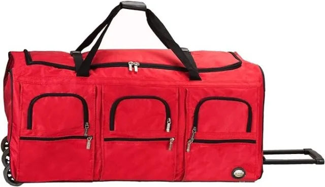 Rockland Rolling Duffle Bag 36 Inch Travel Wheeled Luggage Large With Wheels Red