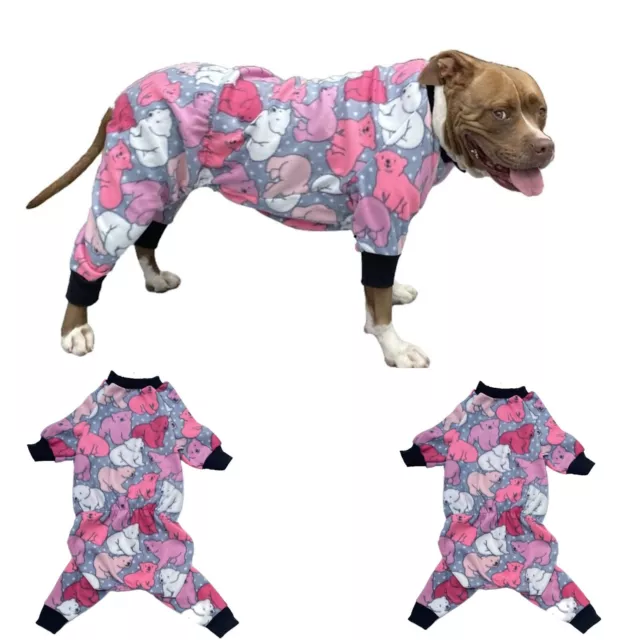 Large Dog Pjs Fleece Pink Polar Bears 60 65 70 75 cm  - Pyjamas Warm Jumpsuit