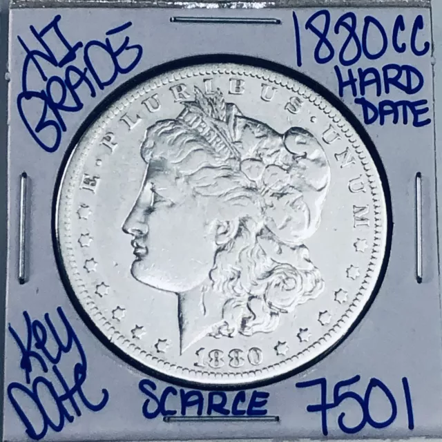 1880 Cc Morgan Silver Dollar High Grade Coin U.s. Mint Hard Rare Key Date 7501