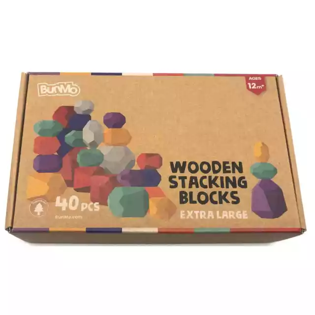 Bunmo Wooden Blocks 40 In Set 3 Sizes and Shapes