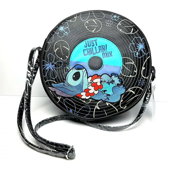 DISNEY PARKS STITCH Vinyl Record Just Chillax Crossbody Bag Purse
