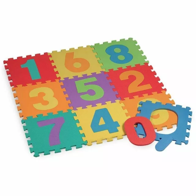 Tappeto Puzzle Per Bambini 10Pz Gioco Tappetino Morbido Numeri Colorati In Gomma