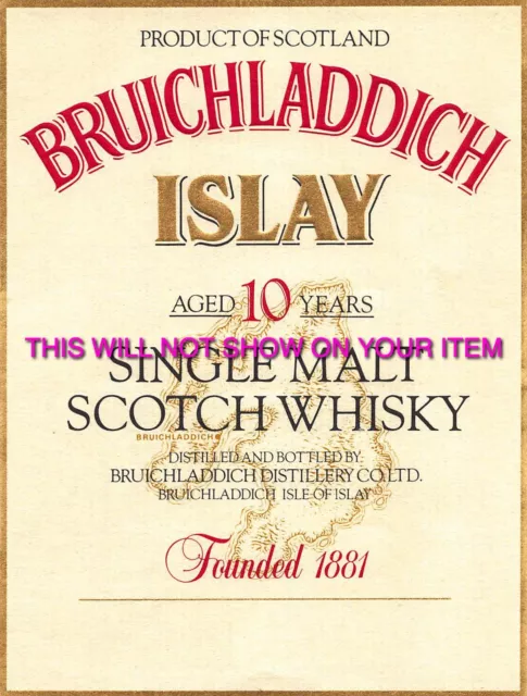 Bruichladdich Islay 10 Years Old Single Malt Scotch Whisky Paper Label 5.5"x4."