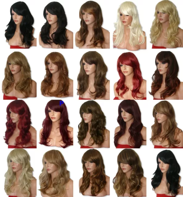 Natural Plum Red Dark Brown Ash Blonde Auburn Womens Fashion Wigs  P