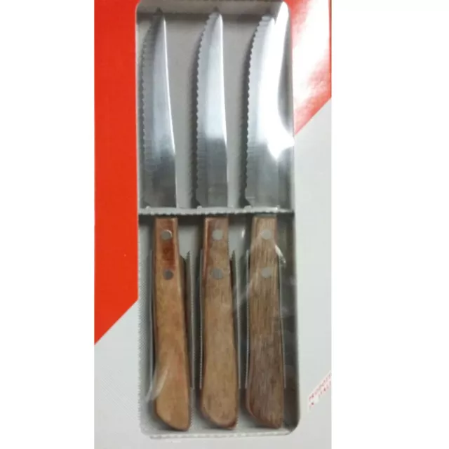 Set 6 Coltelli Bistecca manico in legno lama acciaio inox AISI 420