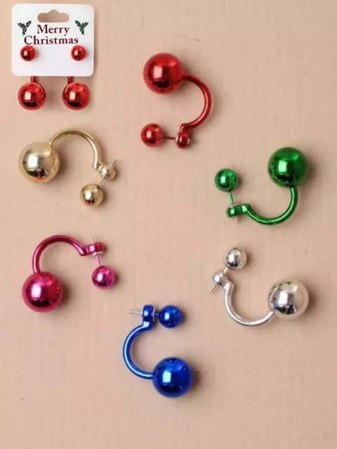 New Ladies Women Girls Shiny Sparkly Drop Dangle Christmas Xmas Ear Rings