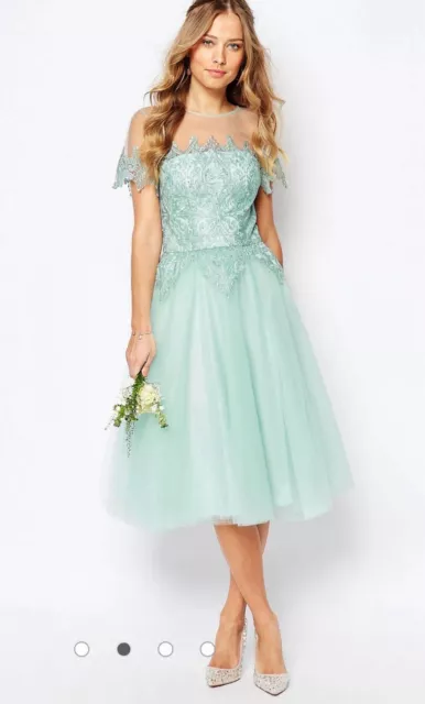 Chi Chi Mint Tulle Lace Midi Dress ASOS Exclusive Size 10. Brand New W Tags.