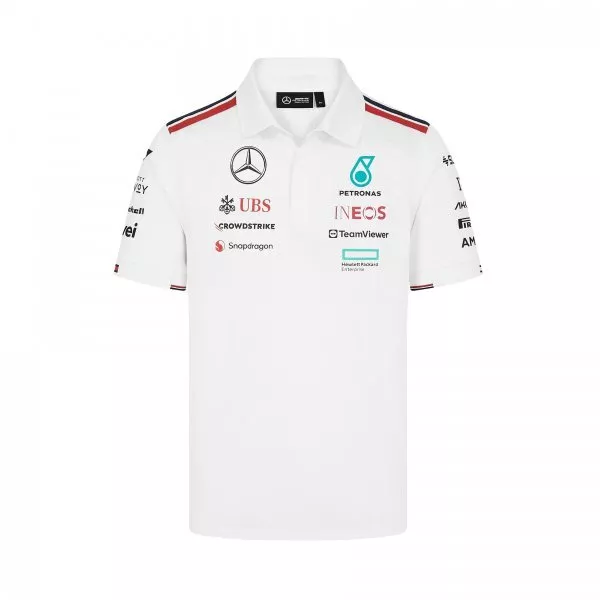 2024 Polo Shirt Maglietta Mercedes Amg Petronas F1 Team Bianca Official