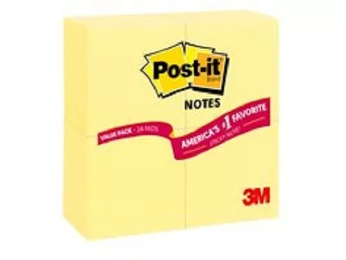 Post-it Notes 654-24VAD-B 3 in x 3 in (76 mm x 76 mm) Canary Yellow (8EA)