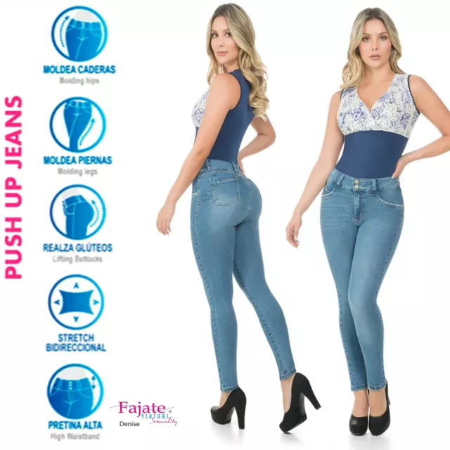 Colombian Push Up Light Blue Skinny Jeans Butt Lifter Stretch Levanta Cola  Slim