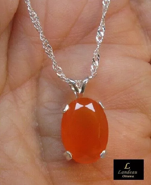 5.53 ct natural gem oval carnelian sterling silver pendant & necklace