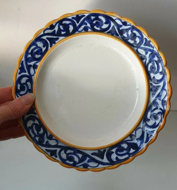 rare Ancienne Assiette PONTMAIN Jaune bleu HB faïence Henriot céramique coupelle