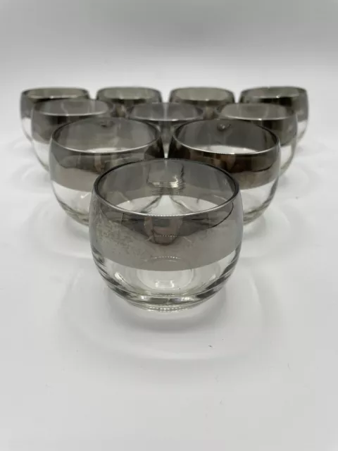 Dorothy Thorpe Mid Century Silver Roly Poly Drink Cocktail Set 10 Glasses 2 1/2"