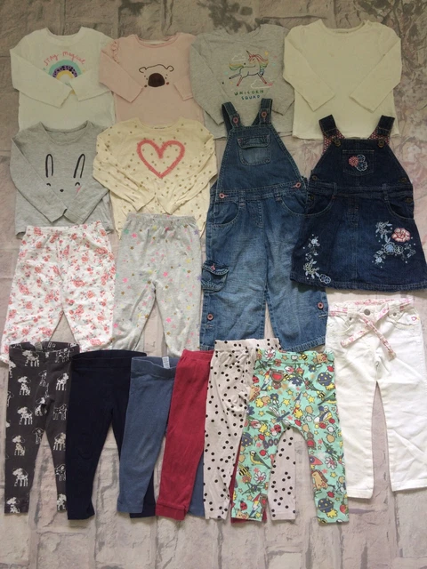 Girls Clothes Bundle 2-3 Years Dress Tops Leggings Dungarees Jeans TU Next Etc