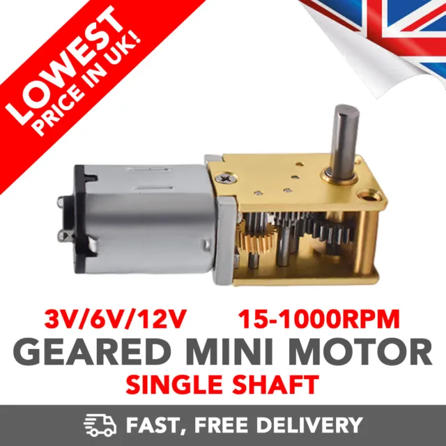 Geared Micro Motor SINGLE SHAFT Reduction Gearbox (4-381 RPM) DC 3v 6v 12v RC