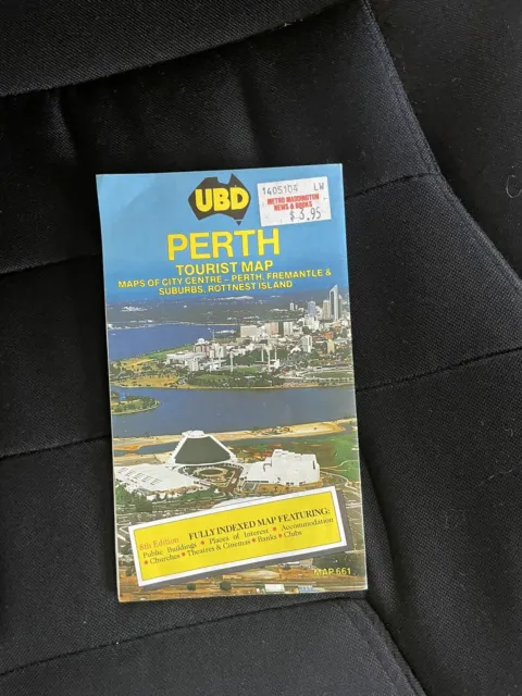 Perth Map Australia old vintage copy atlas holiday ? 1990's