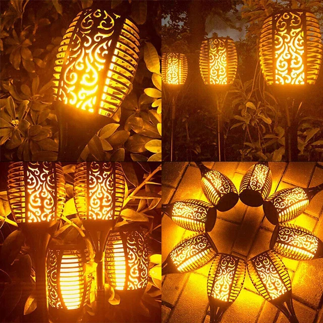 4 x Luce Solare LED Giardino Illuminazione Fiamma Torcia Luce Solare Lampada