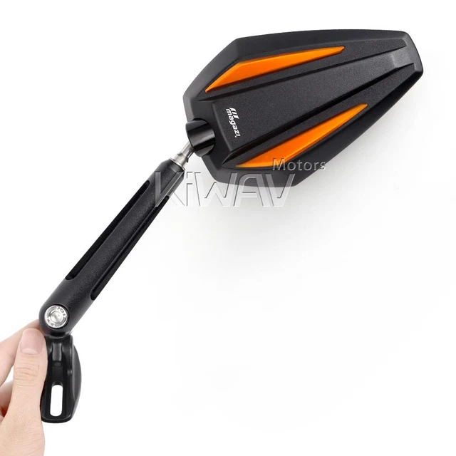 Rétroviseurs Achilles noir + orange base noir moto sportbike montage fairing ε