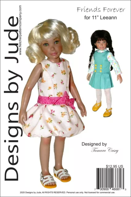 Friends Forever Doll Clothes Sewing Pattern for 11" Leeann Dolls