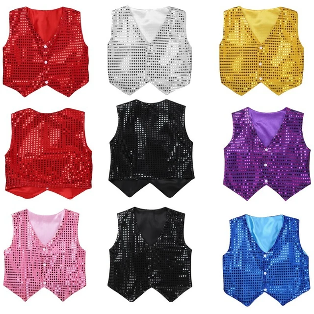 Gilet abito bambini ragazzi paillettes giubbotto festa matrimonio giacca costume da ballo