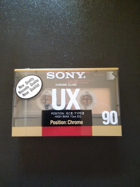 Cassette Audio Sony UX90 (Type II Chrome) - Neuf Old Stock - Fabriqué En France