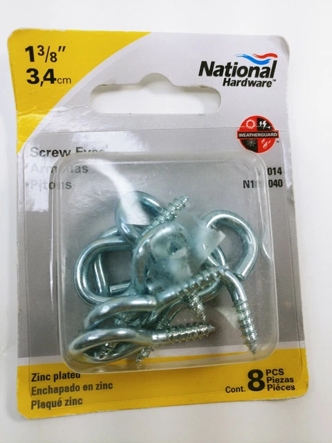 National Hardware  #10  1-3/8 in. L Zinc-Plated  Steel  Screw Eye  8 pk