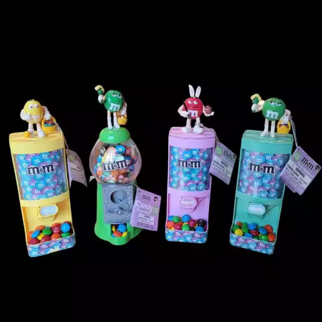 M&M Easter Candy Dispensers Set Of 4 M&M Characters w/ Easter Baskets - NWT