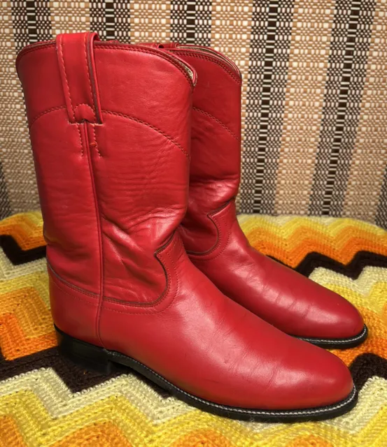 Women’s JUSTIN L3055 Red Roper Western Cowgirl Cowboy Boots Sz 8 B
