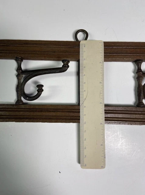 ANTIQUE Victorian 4 Hook BRASS COAT HAT Wall Rack SWING SWIVEL HOOKS ARMS 20.5”