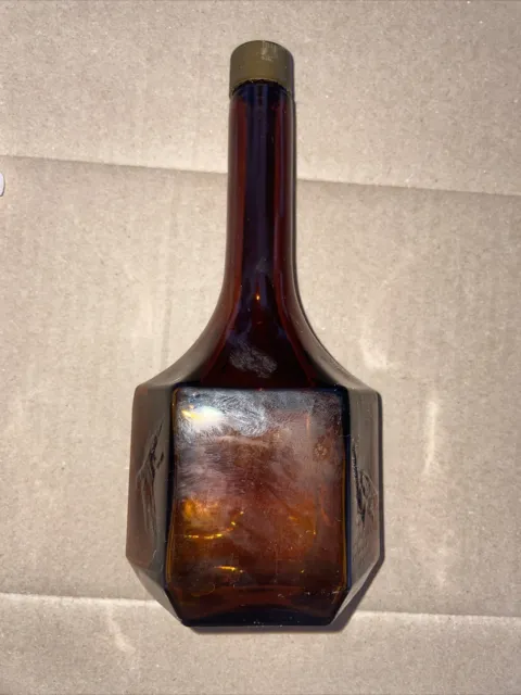 Rare Wild Turkey Embossed 500 ml Liqueur Bottle Amber No Label With Lid