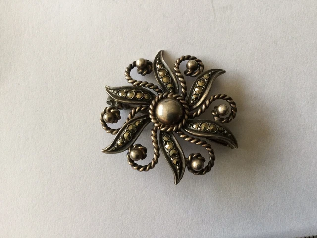 Broche Vintage Fleur Imposante En Argent 925 - Modèle 1972 - Occasion