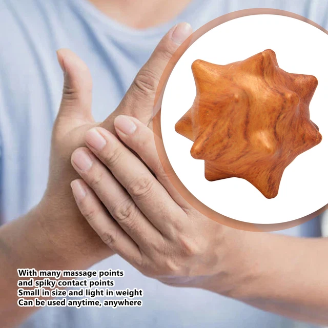 2pcs Hand Massage Ball Massage Semi Circle Ball Wooden Palm Relaxing Spiky