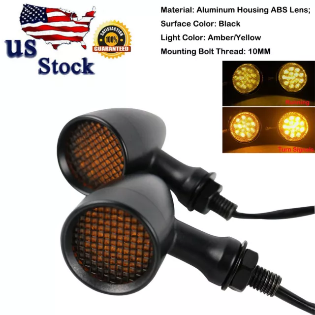 2X Motorcycle LED Turn Signal Light Indicators Amber Blinker Mini Lamp Universal