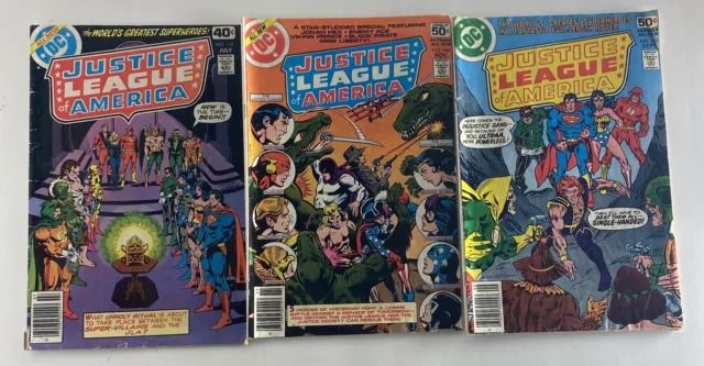 JUSTICE LEAGUE AMERICA (Bronze Age) 158, 160, 168 DC 1978 Lot Of 3