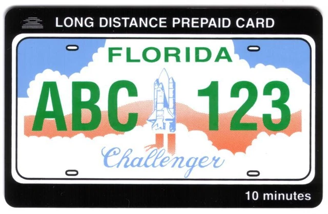 10m Florida 'Challenger' Space Shuttle Liftoff License Plate Card Phone Card