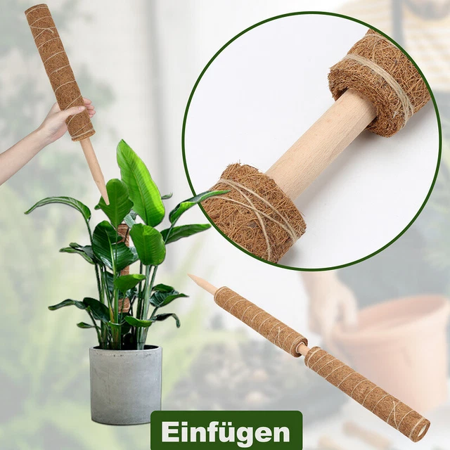 Pflanzstab Kokos Rankstab Rankhilfe Blumenstab mit Pflanzschilder 2er Set
