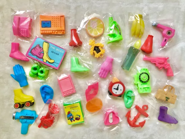 Job Lot Bundle Vintage Retro 80’s Collectable Novelty Erasers Rubbers Collection
