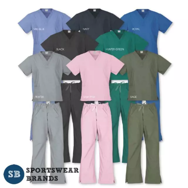 Ladies Top Pants Scrubs Set Nurse Doctors Medical Uniform Vet Dentist Health New